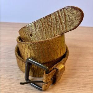 Express‎ Metallic Gold and Brown Leather Belt